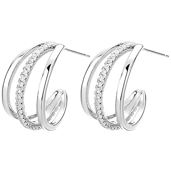 Juego de aretes Ring01 1Pza Arco Plata Metal/Circón.