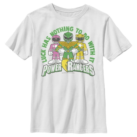 Boy's Power Rangers St. Patrick's Day Luck has Nothing to do with It Graphic Tee White Small