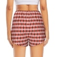 thumbnail image 3 of Picia Red and Brown Squares Pattern Women's 2 in 1 Athletic Running Shorts High Waisted Workout Casual Gym Sweat Shorts with Comfy Liner Zipper Pockets-Small, 3 of 9