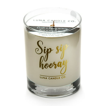 Natural Soy Wax, Peach Bellini Candle, 11Oz. Clear Glass, Strong