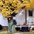 thumbnail image 5 of Crashing Witch into Tree Large Halloween Decorations Outside, 63" Flying Witch Crashing Halloween Decor, Hanging Witch Decor Outdoor Ornaments for Front Porch, Door, Yard, Tree, Fence, 5 of 6