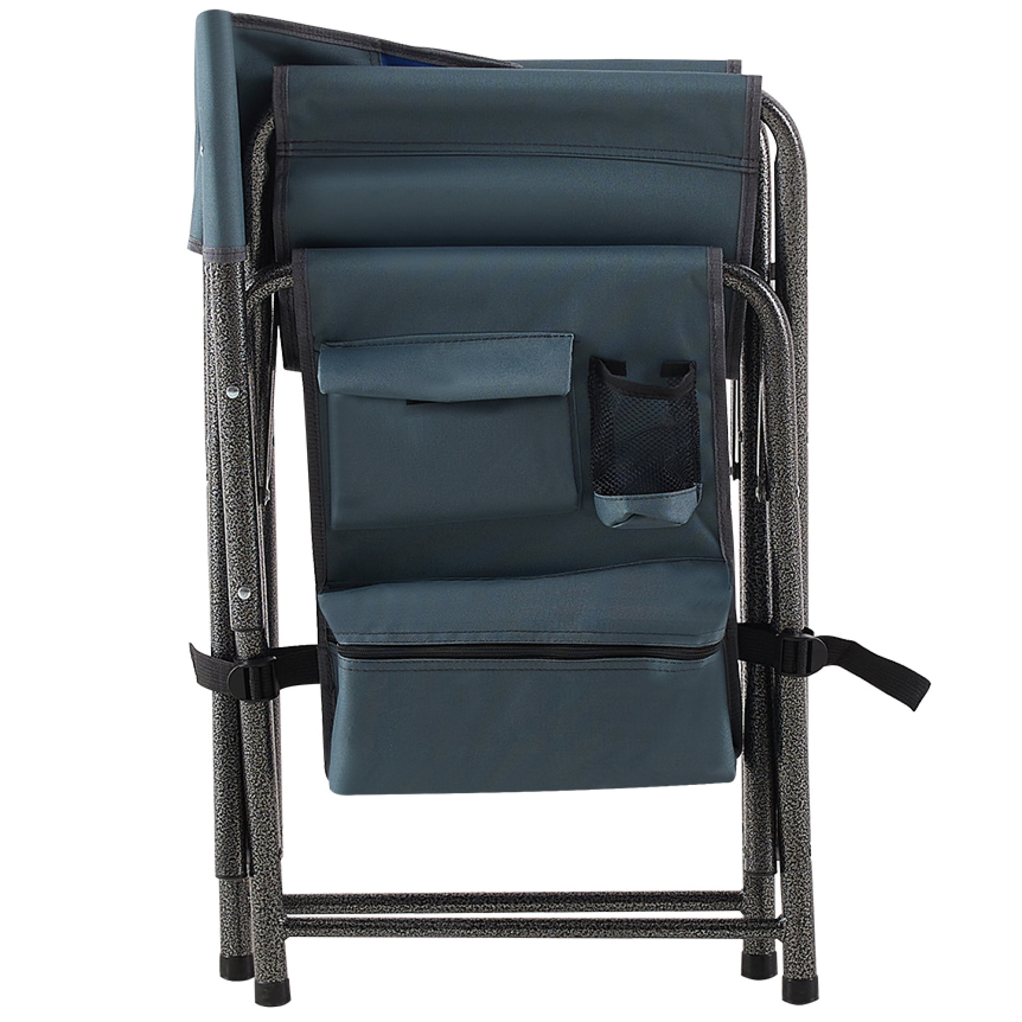 2 Pack Oversized Outdoor Folding Chair with Storage Pockets, Lightweight Camp Chair for indoor, Outdoor Camping, Picnics and Fishing, Blue+Grey