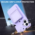 thumbnail image 2 of Dteck Hidden Wallet Cash Slot Case for iPhone 16, Heavy Duty Hard PC + Soft TPU Bumper Protective Rugged Cover with Built-in Mirror, Shockproof Dual Credit Card Holder Slim Case, Purple, 2 of 6