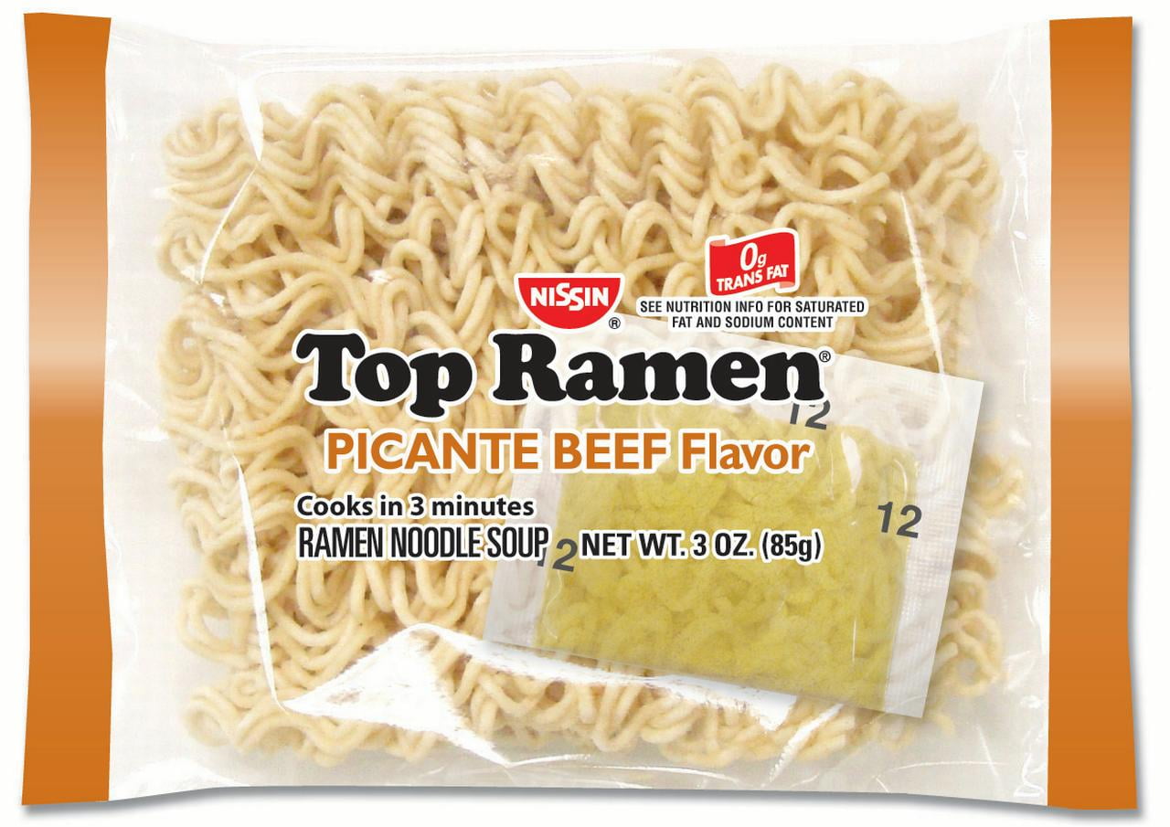 (24 Packs) Nissin Top Ramen Picante Beef Flavor, 3 oz