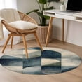 thumbnail image 4 of Round Rugs 3Ft, Navy Blue Geometric Round Area Rug Washable Indoor Throw Carpet, Grey Modern Abstract Art Small Non Slip Circle Rug for Bedroom Living Room Home Decor Aesthetic, 4 of 8