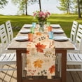 thumbnail image 4 of Thanksgiving Fall Burlap Cotton Table Runner 13x90 Inches Long, Watercolor Orange Maple Leaves Plants Farmhouse Table Runners, Outdoor Dining Table Decor for Baby Shower/Party/Wedding, 4 of 8