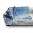 thumbnail image 3 of Winter Soft Flannel Fleece Throw Blanket, Rendition of Snowy Season of Year Frozen Pine Tree Snowflakes Falling, Cozy Plush for Indoor and Outdoor Use, 70" x 90", Blue White, by Ambesonne, 3 of 6