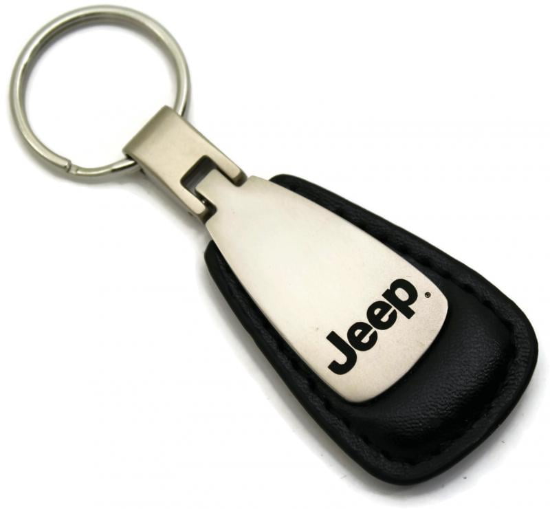 Jeep Black Leather Tear Drop Key Chain