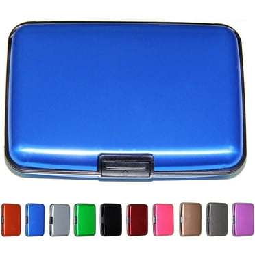 Aluminum RFID Blocking Credit Card Holder for Men & Women, Cool Slim Metal Business Card Case (Blue)