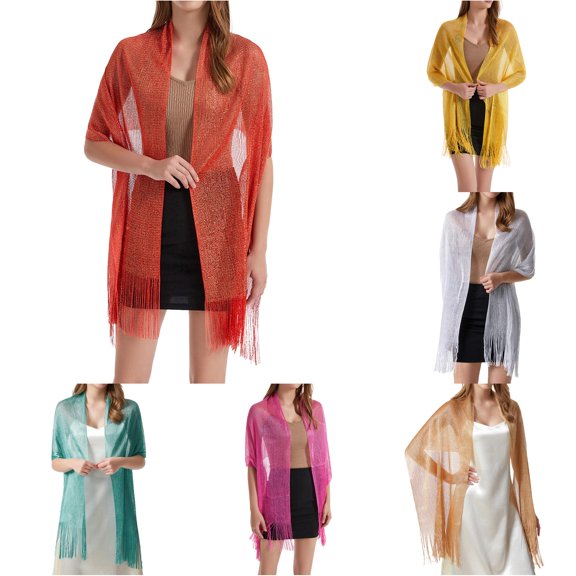 HNMKIU Women Shoulder Wrap Shawl Women's Shawl Rayon Scarf Gold And Silver Silk Flat Thin Headscarf Polyester Wrap Watermelon Red,One Size