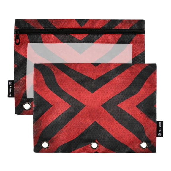 2 Pack 3 Ring Binder Pouch with Clear PVC Window Water Resistant Zipper Pencil Pouch Crimson Cross Of The Wild Binder Pocket for Classroom Office Home Stationery Organization