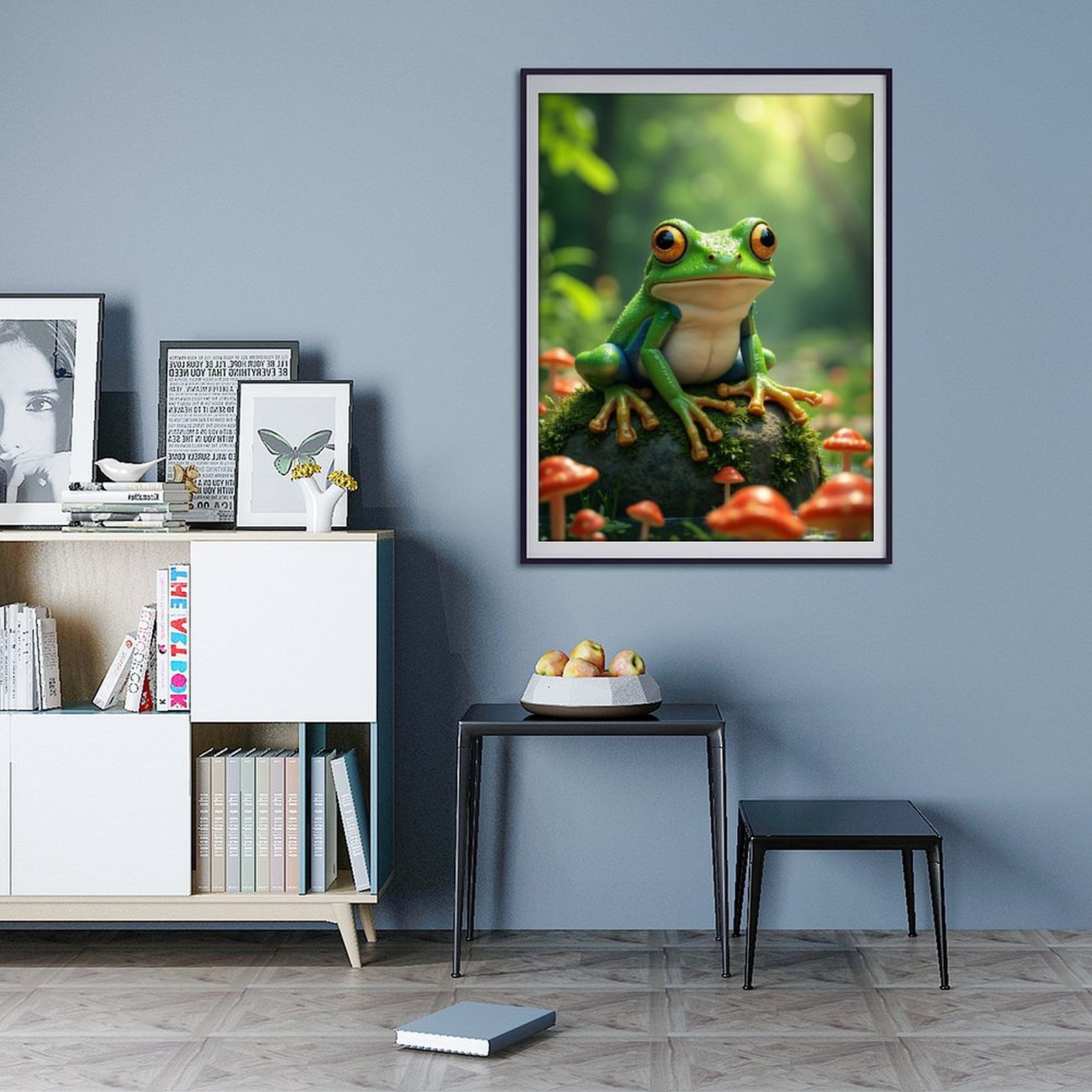 Diamond Art Kit for Adults, Frog On Mossy Rock With Mushrooms Diamond Painting for Adults Beginners, 5D DIY Diamond Art Painting Kits, Colorful Diamond Painting Craft for Home Decor 12x16