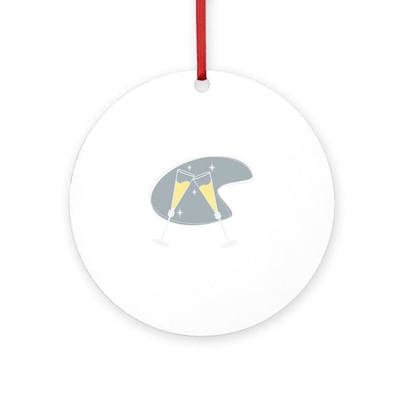 CafePress - Champagne Toast - Round Wood Ornament 4"