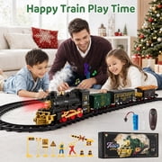Electric Train Set, Remote Control Train Toy with Smoke, Light & Sound, Toy Train Set for Under Christmas Tree for Boys Girls