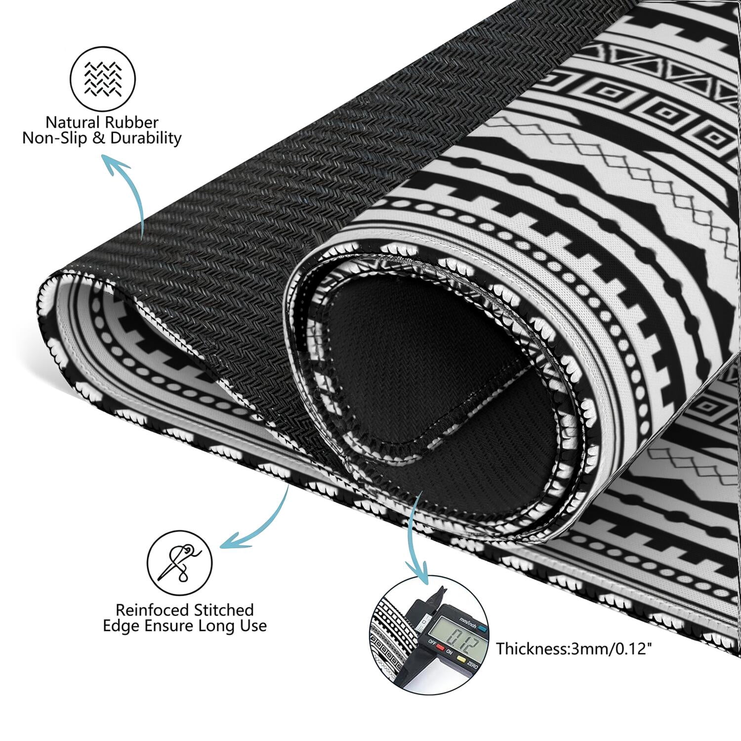 Extra Large Boho Style Mahjong Mat 31.5 Inch Square Rubber Table Cover Features Non-Skid Bottom for Stability and Noise Reduction for Tiles and Cards