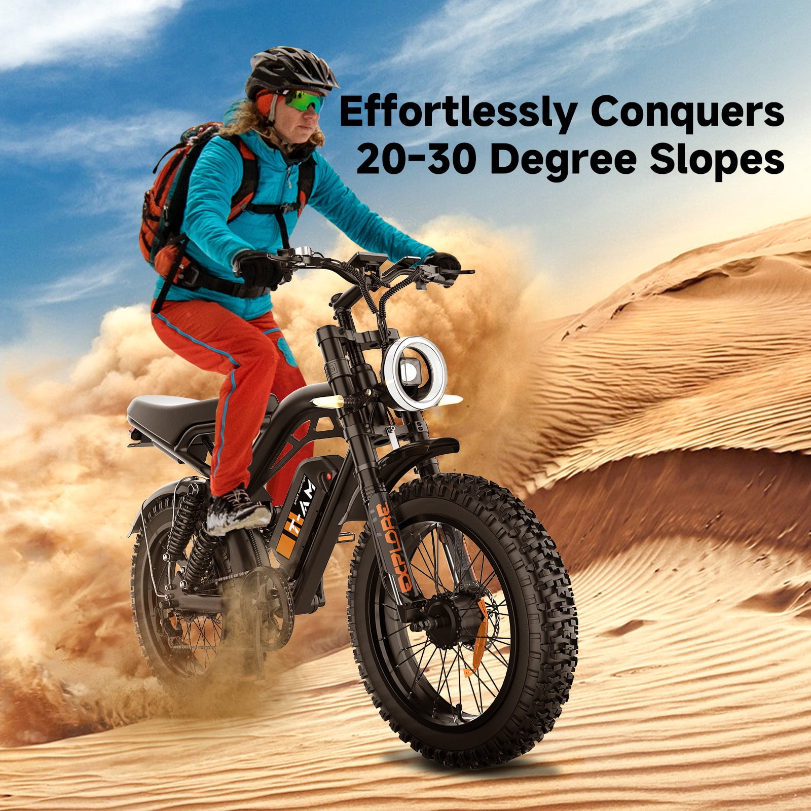 Dual Motors Electric Bike for Adults 20'', 1500W E-Mountain Bike 48V 15Ah UL2849 Removable Battery, Fat Tire Ebike up to 32MPH&60 Miles Range Off Road Hydraulic Disc Brake E-Bicycle