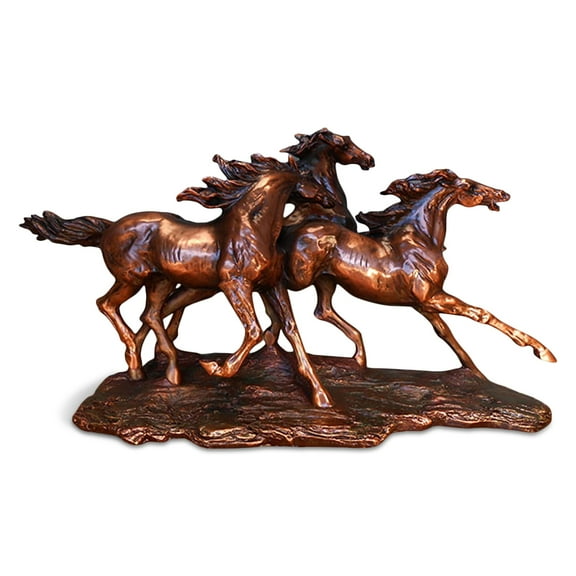 Marian Imports F13101 Three Horses Galloping Bronze Plated Resin Sculpture