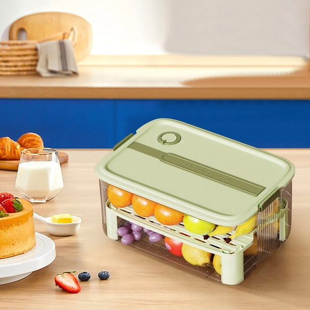 Organizadores de armario y almacenamiento Caja de almacenamiento para refrigerador de cocina Caja portátil para mantener la frescura Comida multicapa Clasificación de albóndigas de frutas Refrigerador