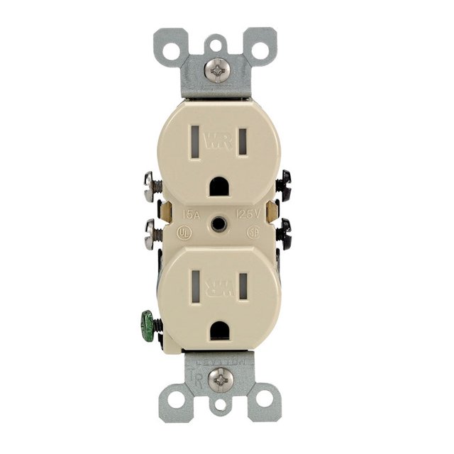 Outlet Leviton W5320-T0I, 15 A, 125 V, dúplex, marfil, 1 paquete