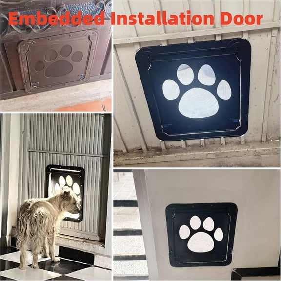 Dog Screen Door, Flap Opening 12 x 14 inches, Dog Door for Screen Door, Magnetic Self-Closing Large Pet Door for Sliding Door, Screen Door with Doggie Door Built in, Lockable, Black