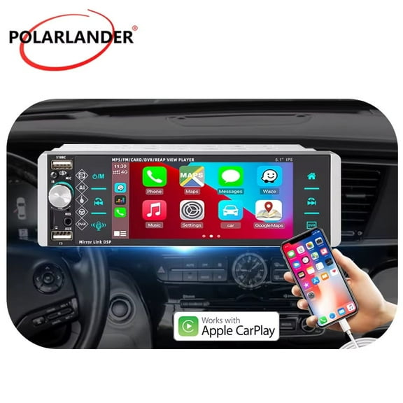 MP4 Mirrorlink Car Multimedia Player Bluetooth 1 Din Carplay/Android Auto 4-USB MP5 5.1 Inches FM Touch ​Screen