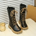 thumbnail image 1 of Ticikt Girls Lace Up Tall Knee High Boots, Side Zipper Platform Non Slip British Style Princess Fashion Long Boots,BK2, 1 of 2