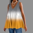 thumbnail image 2 of Plebaso V Neck Tank Tops for Women Gradient Color Ruffle Shirts Flowy Sleeveless Womens Summer Blouses, 2 of 5
