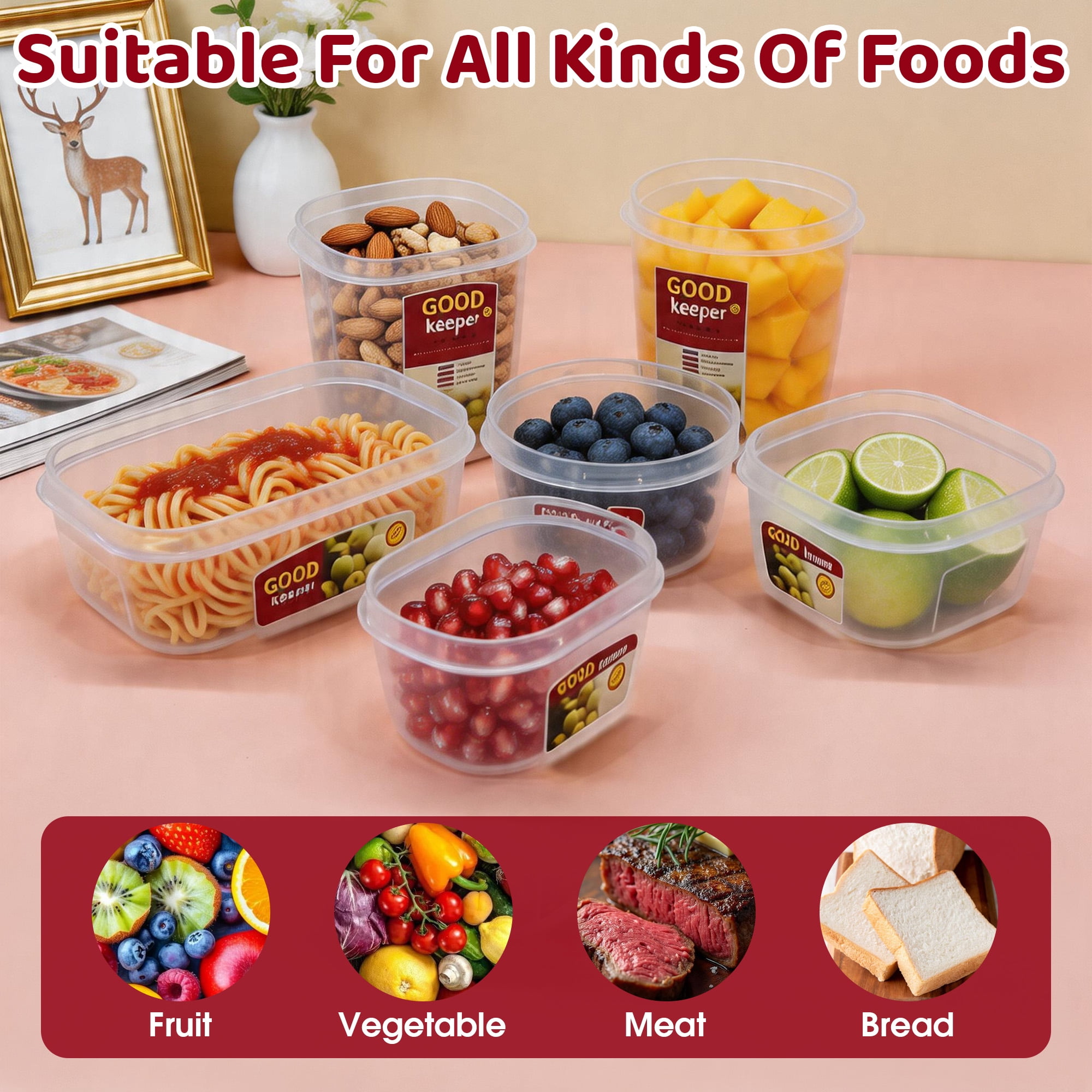 10 Pcs Food Storage Containers with Lids, Plastic Food Container, Kitchen Storage Containers for Pantry Organizers and Storage, Perfect for Meal Prep, Leftovers, and Kitchen Organization