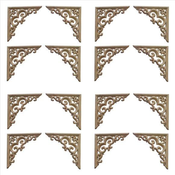 16 Uds, Molduras de Madera Sin Pintar, Calcomanías, Apliques de Madera Europeos para Muebles, Armarios, Flores, Tallado en Madera, , 10Cm
