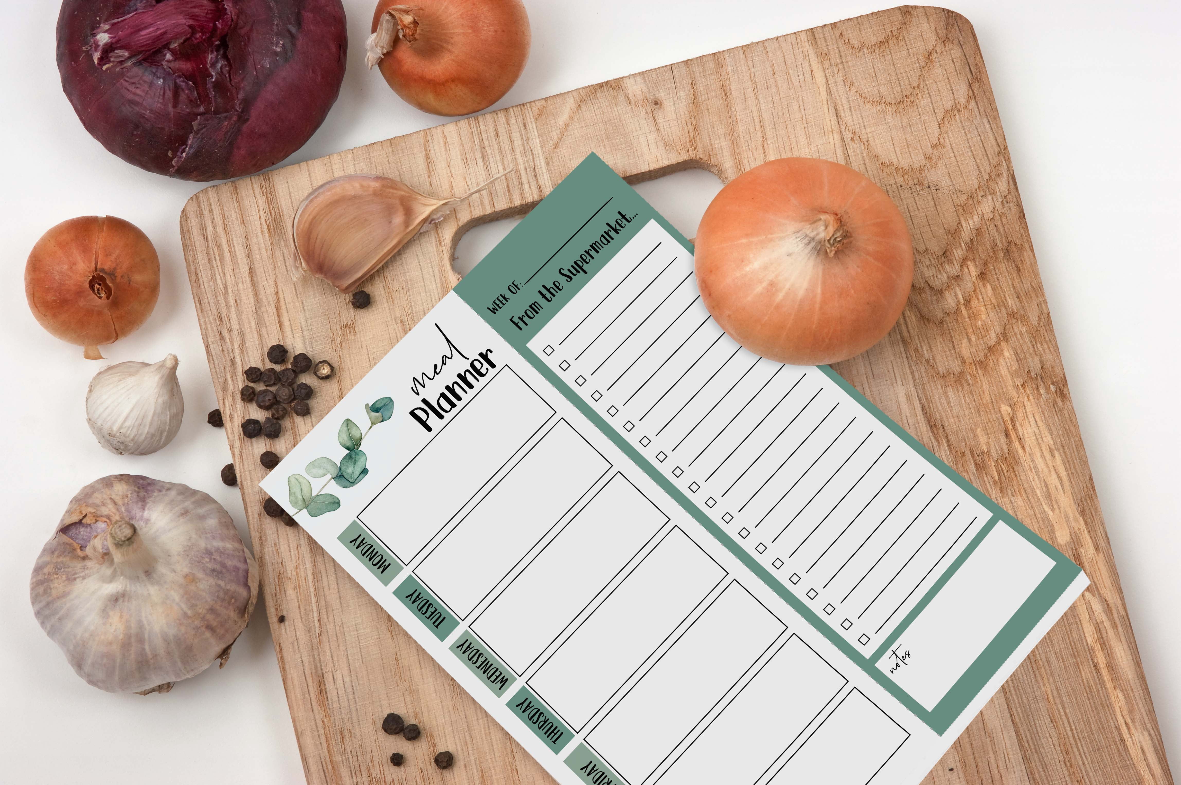 Inkdotpot Weekly Meal Planner Notepad 7"x10 , "Meal Planner" Magnetic Meal Planning Pad with Tear Off Grocery Shopping List for Fridge- Kitchen & Home - 54 Sheets -WF