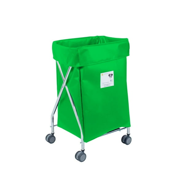 R&B Wire Products Narrow Collapsible Hamper with Jelly Bean Green Vinyl Bag, 5 Bushel Capacity