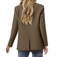 thumbnail image 7 of Women's Two Button Lapel Blazer, Long Sleeve Work Jacket with Pockets, Business Casual Office Wear, Leopard Print Lined Jacket, Structured Front Open Cardigan Bronze L, 7 of 7