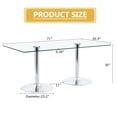 thumbnail image 3 of Hi loPres 71" Glass Dining Table with Silver Pedestal, Large Modern Tempered Glass Table for 6-8, Stable and Reliable Centerpiece for Home Office, 3 of 8