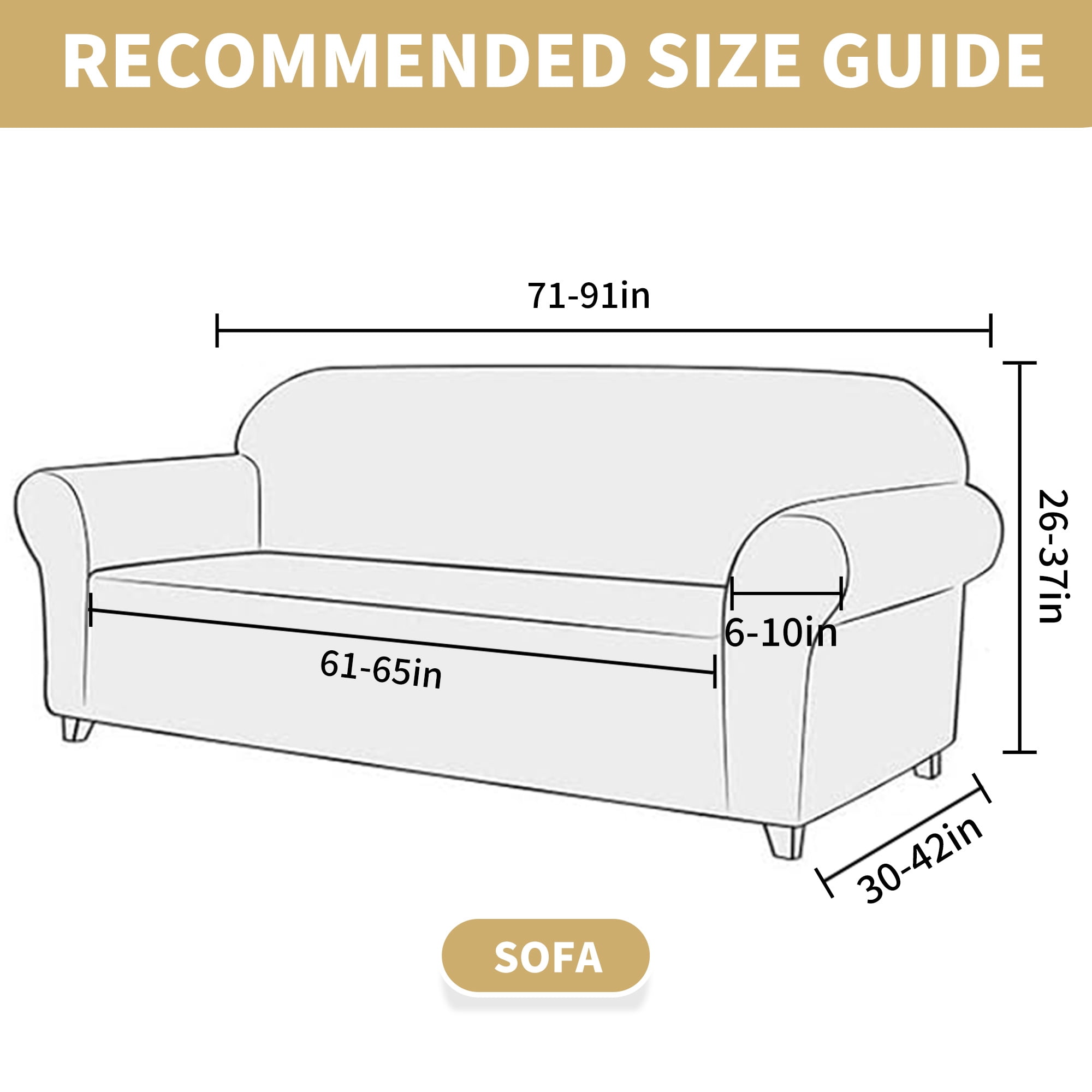 JIATER 1-Piece Sofa Cover Stretch Couch Cover Washable Sofa Slipcover Furniture Protector for 3 Cushion Sofa,Light Gray