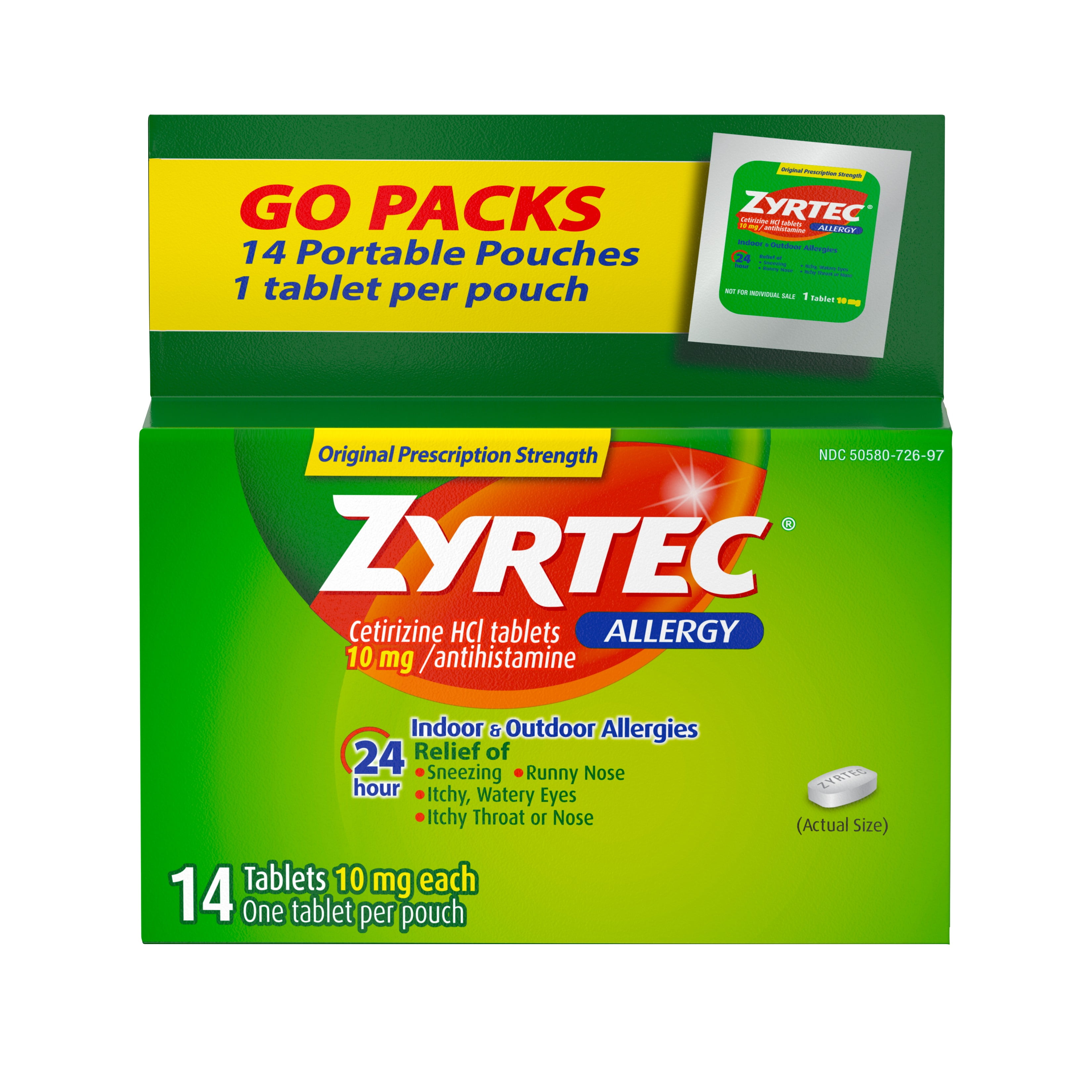 Zyrtec 24 Hour Allergy Relief Tablets With 10 Mg Cetirizine HCl 14 Ct