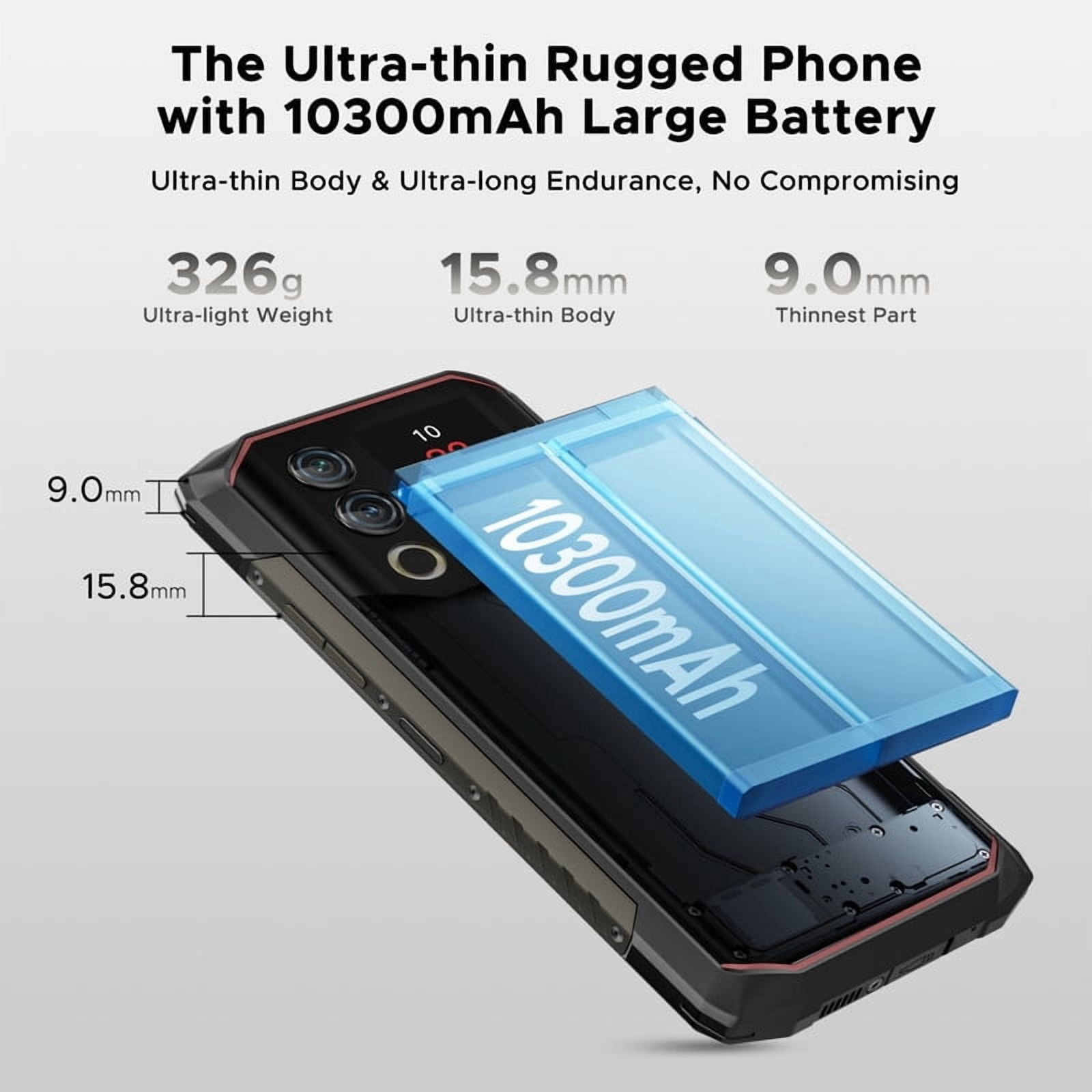 DOOGEE Blade 10 Max Rugged Phone Unlocked,10300mAh Rugged Smartphone,6.56" HD+ 1.54" Dual Screen,20GB+256GB/2TB,4G Dual SIM Android Waterproof Phone,3 Card Slots/NFC/Face ID/OTG