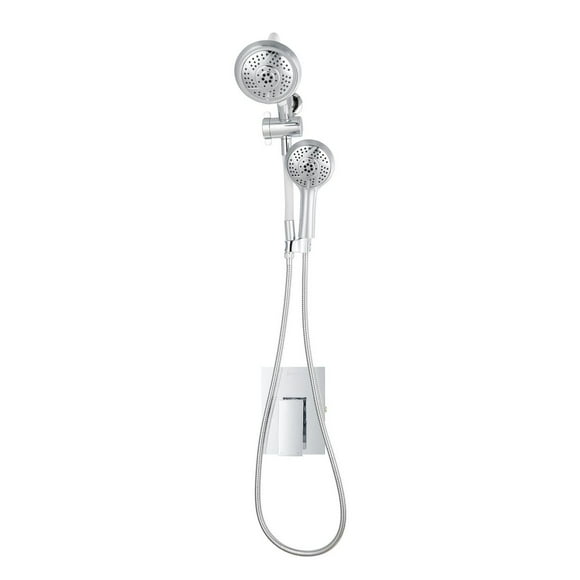 The akuaplus® - LILA pressure balance valve faucet 1/2 in. PEX with flexible hand shower and shower head, Chrome finish