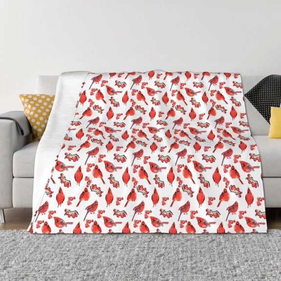 Rateoe Red Birds Pattern Flannel Throw Blanket, Ultra-soft Blanket for Bed, Couch, Car, Hypoallergenic Anti-pilling blanket-40"x30"(Horizontal)