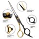 thumbnail image 2 of Tijeras para el cabello de 6 pulgadas, tijeras profesionales para cortar el cabello en oro negro, suministros de tijeras de peluquero de acero inoxidable, para salones, 2 of 5