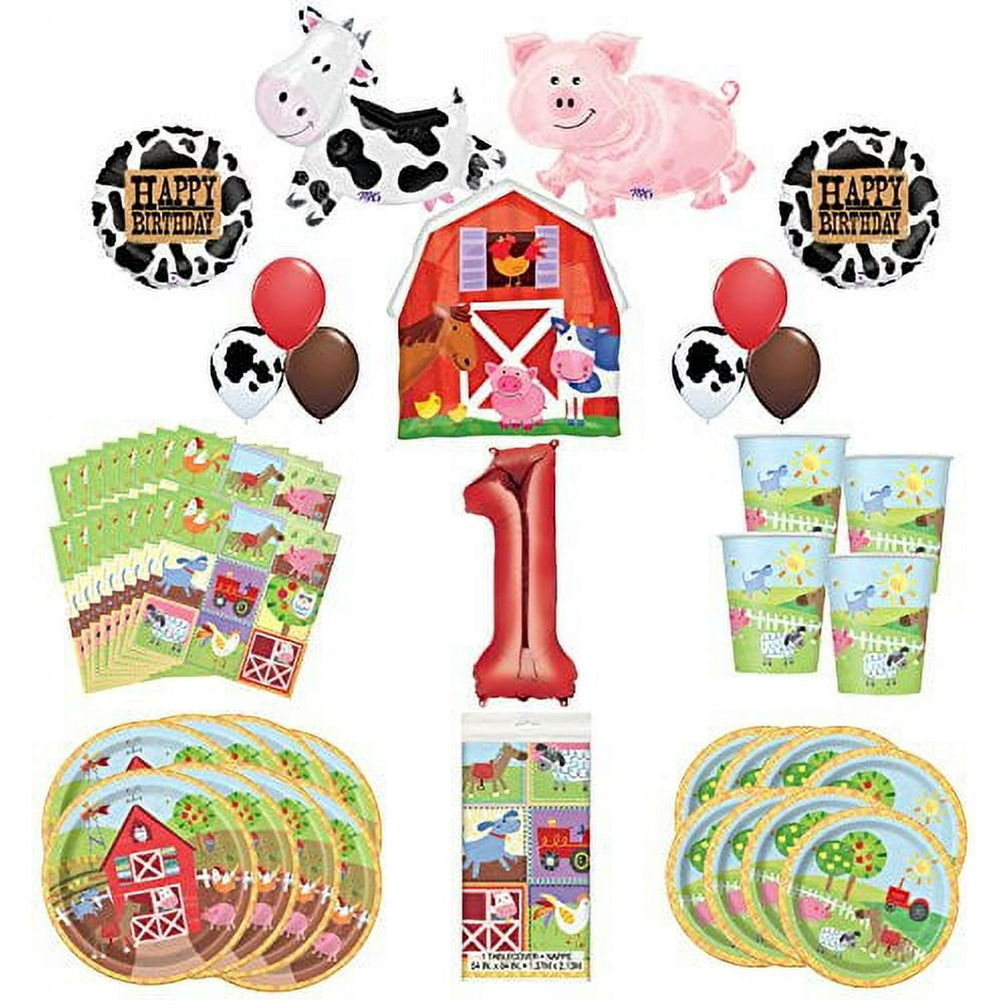Farm Animal Party Supplies 8 Guests 1st Birthday Balloon Bouquet Decorations