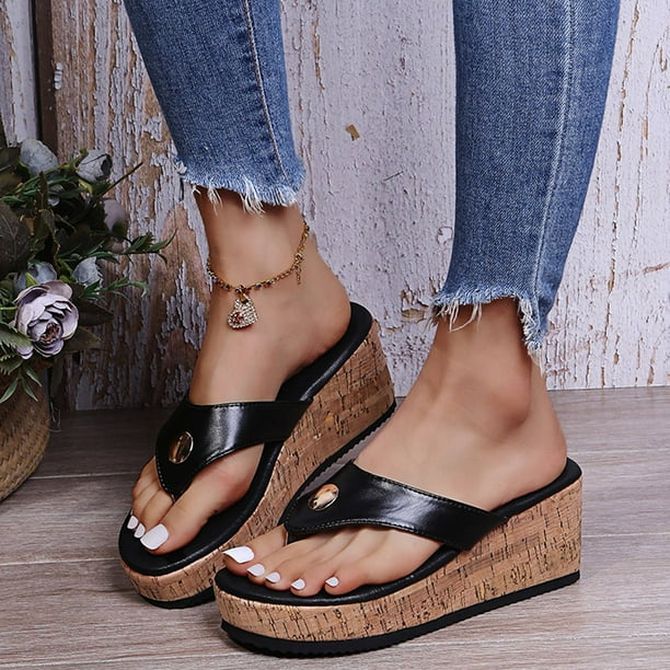 Xysaqa Women's Wedge Platform Flip Flops Thong Sandals Shoes