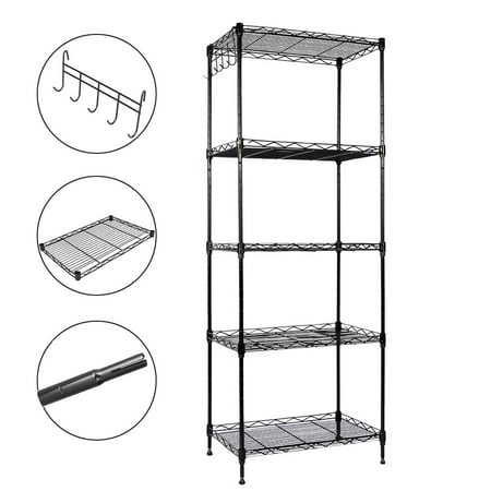 Gzyf 47 Inch Heavy Duty Wire Shelving Rack 5 Tier Layer Shelf Steel Gzyf 47 Inch Heavy Duty Wire Shelving Rack 5 Tier Layer Shelf Steel Bookshelf Storage With 1 Hook Color Black Metal Com
