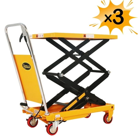 APOLLOLIFT 3PCS 770LB Heavy Duty Mobile Scissor Lift Table Cart Double Scissor Lift Table, 51.2" Lift
