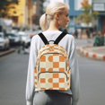 thumbnail image 7 of FORMRS Mini Backpack Purse for Women Travel Daypack Casual Shoulder Bag, Orange Checkered Pattern, 7 of 7
