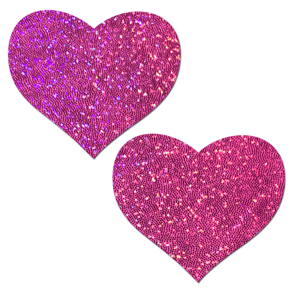 Love: Hot Pink Glitter Heart Nipple Pasties by Pastease®