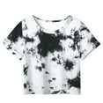 thumbnail image 2 of Zwiiyzr Summer Shirts for Kids Girls and Boys Short Sleeve Tie-Dye T-Shirt Round Neck Crop Top for 3-14 Years T-Shirt Tee for 3-11 Years Black, 2 of 3