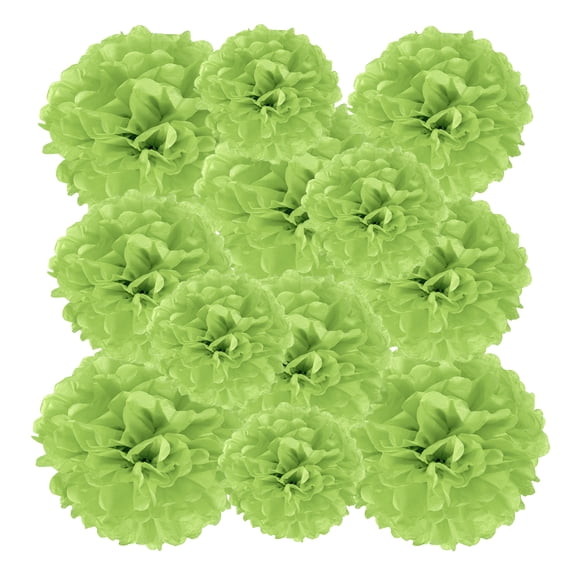 8" 10" 12" Tissue Paper Pom Poms, 12PCS Pom Poms Paper Flowers Ball Tissue Paper Flowers Assorted Size for Wedding Bridal Shower Birthday Party Backdrop Decoration, Light Green