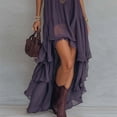 thumbnail image 5 of Morttic Women's Elegant Embroidered Sleeveless Halter Sexy Backless Ruffle Hem Maxi Dress Boho Summer Beach Vacation Gown Purple，S, 5 of 6
