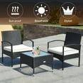 thumbnail image 3 of Patiojoy 3 PCS Patio Rattan Cushioned Chair Side Table Set Bistro Set Classic Furniture Single Sofa Thick Cushion for Garden White, 3 of 10