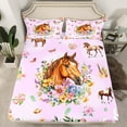 thumbnail image 2 of Erosebridal Rainbow Floral Bed Sheets Twin,Farm Horse Bedding Twin Size,Western Cowgirl Sheet Set Twin,Microfiber Bedroom Decor，3 Pieces, 2 of 8